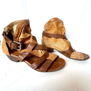 Miz Mooz Slouchy Bootie Sandals Whiskey Color European Size 38